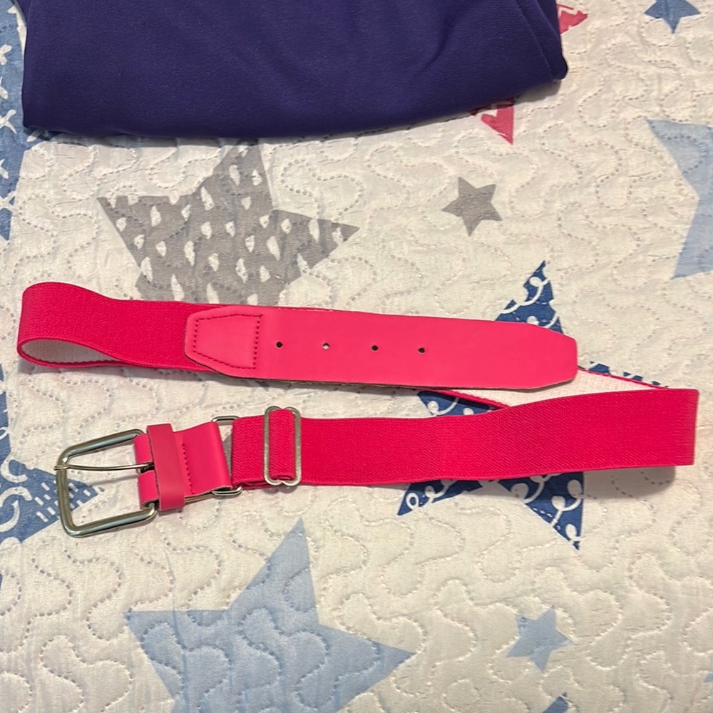 Vibrant Pink Softball Belt with Silver Buckle